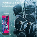 sweet grain Sublimation Speaker Tumblers 20 oz(4Pack) - Music Speaker Tumblers with Lids and Straws, Skinny Straight Sublimation Tumblers with Speaker & USB Charging Cables for DIY Gift - Black sweet grain