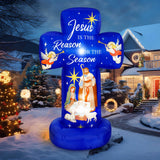 Civaner 6FT Christmas Inflatable Nativity Scene Decoration with Built in LED Lights, Jesus is The Reason for The Season Christmas Holy Nativity Decoration for Xmas Outdoor Yard Garden Lawn Civaner