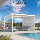 PURPLE LEAF Outdoor Louvered Pergola Accessory Aluminum Shutter Wall Divider Side Shade Privacy Screen Three Panels a Complete 12' Side Fixed Louvered Wall, Pergola Not Included PURPLE LEAF