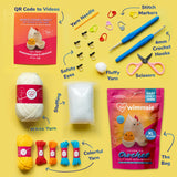 Wimmsie Crochet Animal Kit for Beginners - Easy Beginner Crochet Kit for Kids - Amigurumi Chicken Chick & Egg - 3 Kawaii Stuffed Animals - Cute DIY Yarn Plush Wimmsie