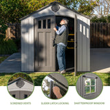 Lifetime Outdoor Storage Shed, 8x20 Ft, Gray, Resin Backyard Tool Shed with Lockable Doors and Weather-Resistant Panels Lifetime