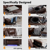 JIKFRIMA Power Zero Gravity Recliner Chair for Adults Breathable Leather Electric Recliners Adjustable Home Theater Seating with Smart Cup Holders, USB Ports, Hidden Arm Storage, Tray Table JIKFRIMA