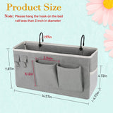 Ozzptuu Bedside Storage Caddy/Bedside Hanging Storage Bag for Headboards Bunk Beds Dorm Rooms Book Phone Magazine Holder (Grey) Ozzptuu