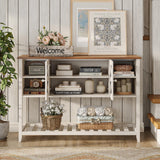Maupvit Entryway Table with 2 Doors, Farmhouse Sofa Table with Adjustable Storage Shelf,Console Table for Entryway, Hallway,Living Room,White Behind Couch Table Maupvit