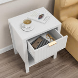 Anbuy White Nightstands Set of 2,Fluted Nightstands with Metal Handle,Wooden End Side Table White Bedside Table for Bedroom,Living Room Anbuy