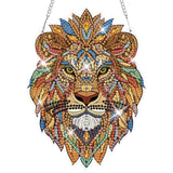 HEIBAGO Lion Hanging Diamond Art Kits for Adults, Special Shaped Crystal Diamond Painting Ornament Kit, DIY Double-Sided Pattern Window Pendant Gem Art Kit for Home Wall Decor 8.3x8.3inch HEIBAGO