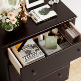 HOUSUIT Dresser, 4 Drawer Dressers Chests of Drawers, Modern Tall Dresser, Wood Drawer Chest Storage Cabinet for Living Room, Hallway, Entryway, Home Office, Dark Brown HOUSUIT