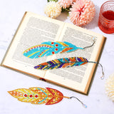 Henoyso 6 Pcs Diamond Painting Bookmarks Kits DIY 5d Feather Bookmark Rhinestone DIY Bookmarks Crystal Diamond Art Acrylic for Adult Arts Supply Crafts Gifts Henoyso