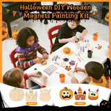 Bafeil 24 Pcs Halloween DIY Wooden Magnets to Paint, Halloween Glow in The Dark Wood Painting Crafts, Fridge Magnets Craft Kits for Boys Girls, Activities Party Favors Goodie Bag Stuffers Games Gifts Bafeil