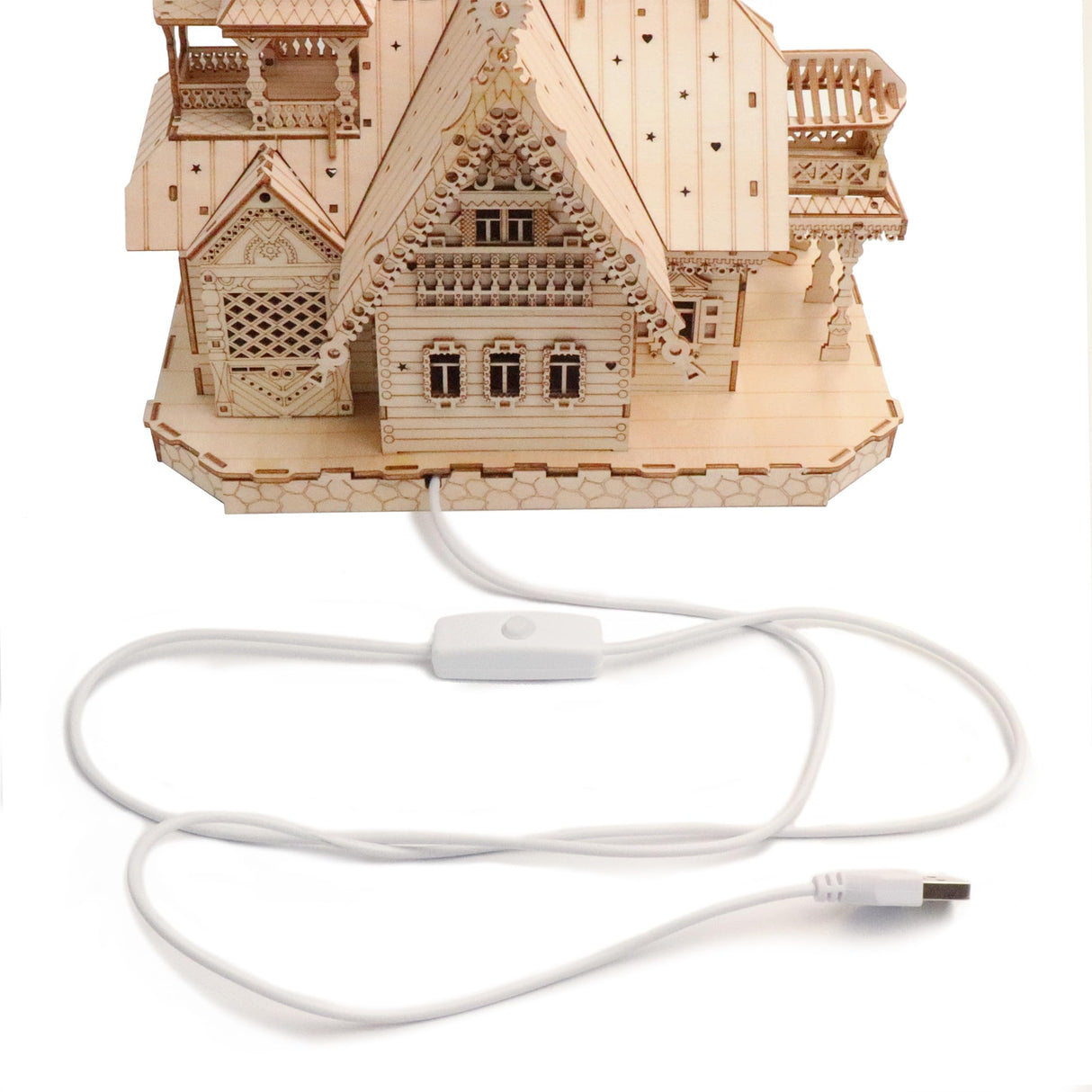 KWASVLYA Vintage Villa 3D Wooden Puzzle,Building Kits for Adults and Teens,Educational Brain Teaser Assembly Model with LED Lights,Skill Building and Creative Fun KWASVLYA