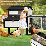 PetsCosset 116" L Large Chicken Coop and Run, Hen House with 4 Nesting Box Boxes, Rabbit Hutch Poultry Bunny Cage for 4-6 Chickens with 4 Perches, Removable Tray and Ramp and UV-Resistant Roof Panel PetsCosset