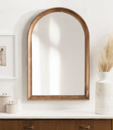 Kate and Laurel Hatherleigh Modern Transitional Arched Wooden Wall Mirror, 20 x 30, Rustic Brown, Decorative Wood Arch Mirror for Use in Bathroom, Entryway, or Bedroom Kate and Laurel