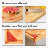 24 x 18 Extra Large Bamboo Serving Boards for Kitchen, Heavy Duty Wood Butcher Block Chopping Board with Handle and Juice Groove for Meat, Large Charcuterie Board, Over the Sink Cutting Board HIWARE