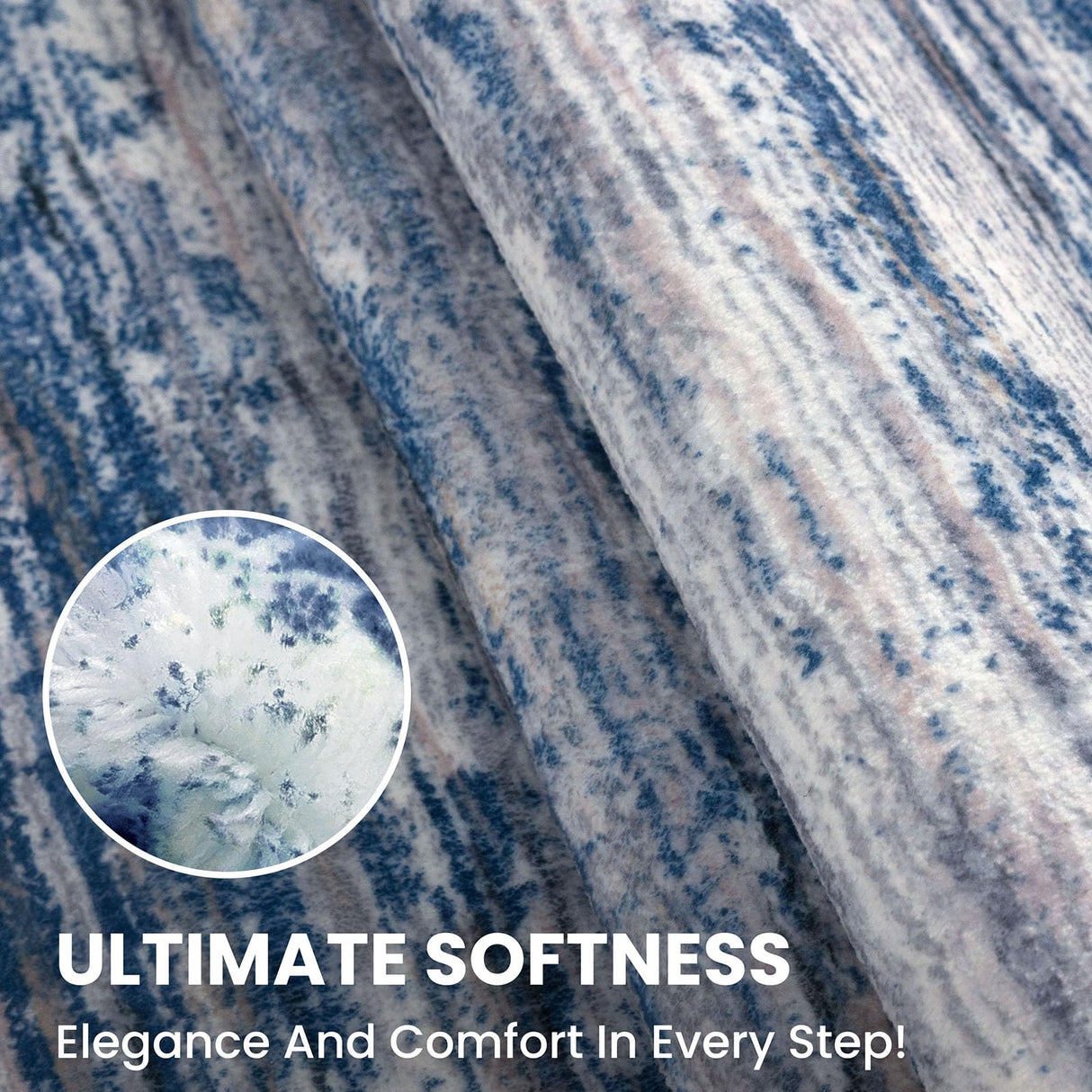 SIILOOM 2x6 Navy Blue Gray Neutral Multi Modern Abstract Runner Rug for Hallways, Super Soft Hallway Decor Kitchen Rugs with Non-Slip, Non-Shedding Washable Rug for Hallways Entryway Bedroom Indoor SIILOOM