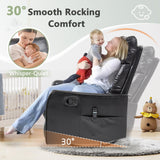 cinkehome Heated Massage Swivel Rocker Recliner Chair for Nursery - Small Space Reclining Chair with Lumbar Support, 360° Swivel & Gentle Rocking, Ergonomic High Back Faux Leather Black cinkehome