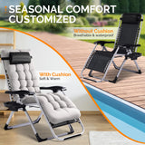 VINGLI Padded Zero Gravity Chair, Lounge Chair with Removable Cushion & Tray， Folding Reclining Patio Chairs， Recliner Chair for Lawn，Indoor and Outdoor VINGLI