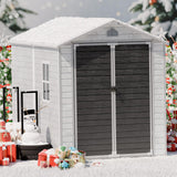 Plastic Sheds 6x8 Shed Resin Outdoor Storage with Floor Included, All-Weather Lockable Garden Tool Storage Cabinet WACASA