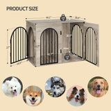 Hzuaneri 44.1" Dog Crate Furniture, Dog Kennel Indoor Arched Door Design, Wooden Dog Crate Furniture for Small/Medium/Large Dog, Side Table, TV Stand, Anti-Chew, Anti-Escape, Greige Black Hzuaneri