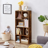 VECELO 42 Inch High Bookcase, 4-Tier Modern Storage Cabinet with Height Difference Shelves for Standard Textbooks, Floor Standing, 7 Cubes, Horizontal Available, Easy Assembly, Rustic Brown VECELO