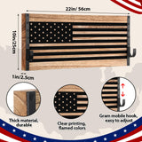 Weysat Wood American Flag Gun Rack Wall Mount with Adjustable Hooks 22 x 10 Inches Police Gear Rack Wall Mounted Rifle Display Case Gun Racks for Hunting Military Men, Law Enforcement Gifts Weysat