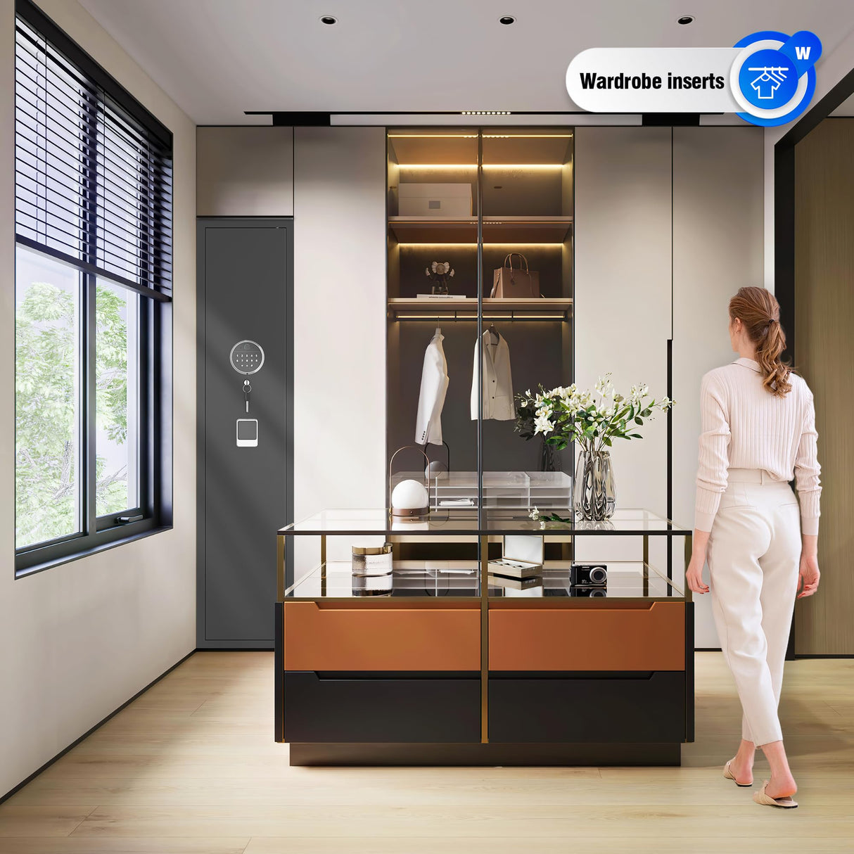 PRESTELION 3-5 Gun Safe,Adjustable Bracket and Biometric Lock,Heavy Duty Gun Safe for Rifles and Shotguns,Money and Valuables PRESTELION