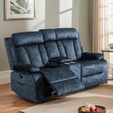PALLOME Power Reclining Loveseat with Heat & Massage, Dual Recliner Sofa with Console, Cup Holders, USB & Type-C Ports, 2 Seater Electric Reclining Couch for Living Room, RV (Blue, 2 Seat) PALLOME