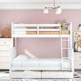 Harper & Bright Designs Twin Over Full Bunk Bed with Storage Drawers in White Harper & Bright Designs