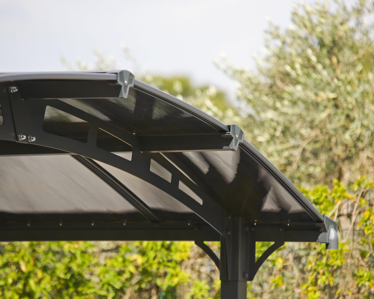 Palram - Canopia Arcadia 12 x 21 x 6.5 Carport, Heavy Duty Metal Car Port, Weather-Protected Aluminum Frame, Polycarbonate RV & Car Storage, UV Protected, DIY Truck Garage Kit, 10-Year Warranty, Gray Palram