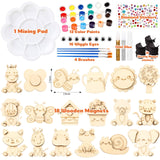 Relaxweex 18 Pcs DIY Wooden Magnets Painting Kit, Forest Animals Summer Arts and Crafts Supplies Wooden Painting Craft Activities Kit for Family Gifts Birthday Party Favors Christmas Easter Relaxweex