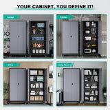 SISESOL Metal Storage Cabinet with Wheels,75 inch Rolling Garage Storage Cabinet with Lock,Gray Metal Cabinets with Wheels and Shelves,Tall Tool Cabinets on Wheel for Garage,Home,Office,Shop SISESOL