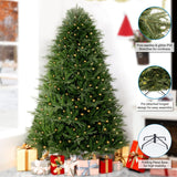 Camden 7.5ft Prelit Artificial Christmas Tree with Foot Pedal, 2755 Branch Tips, 600 Warm Lights and Metal Stand, 58" Wide Realistic Hinged Christmas Tree with Lights by Naomi Home Naomi Home