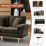 OUYESSIR U-Shaped Sectional Sofa Couch, 4 Seat Sofa Set for Living Room, Convertible L-Shaped Chenille Couch Set with Chaise Lounge, Ottoman and Pillows,114 inches (Brown) OUYESSIR