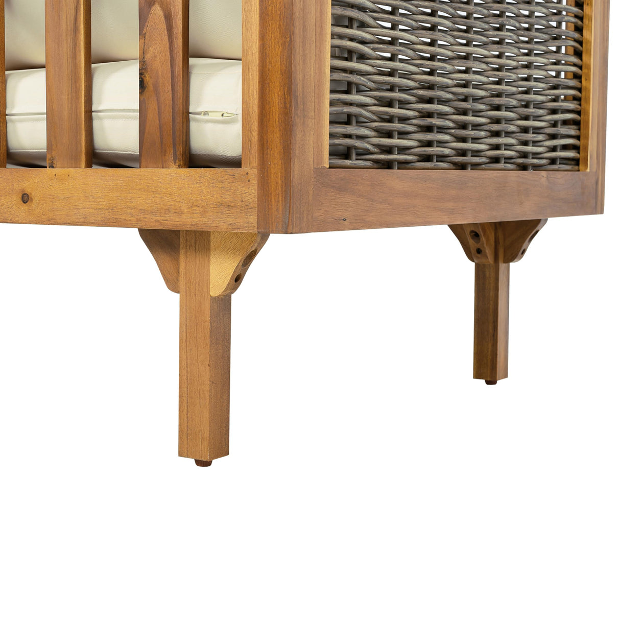 Christopher Knight Home Tenntt 5-Seater Acacia Wood Patio Furniture Set, Outdoor Conversation Sofa Chat Set with Coffee Table, Wicker Arm, Sectional Seating Group for Backyard Balcony, Teak+Beige Christopher Knight Home