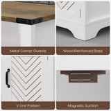 RoyalCraft Farmhouse Nightstand, White Night Stand with LED Lights and Charging Station, Bedside Table Set of 1 with Storage and Door, Wood End Table for Bedroom, Home Office, Antique White RoyalCraft