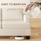 Furnimart 62" Loveseat Couch, Modern Love Seat Couches for Small Spaces, Beige Linen Sofa, Deep Seat Sofa for Living Room, Small 2 Seater Couch for Bedroom, Office Furnimart