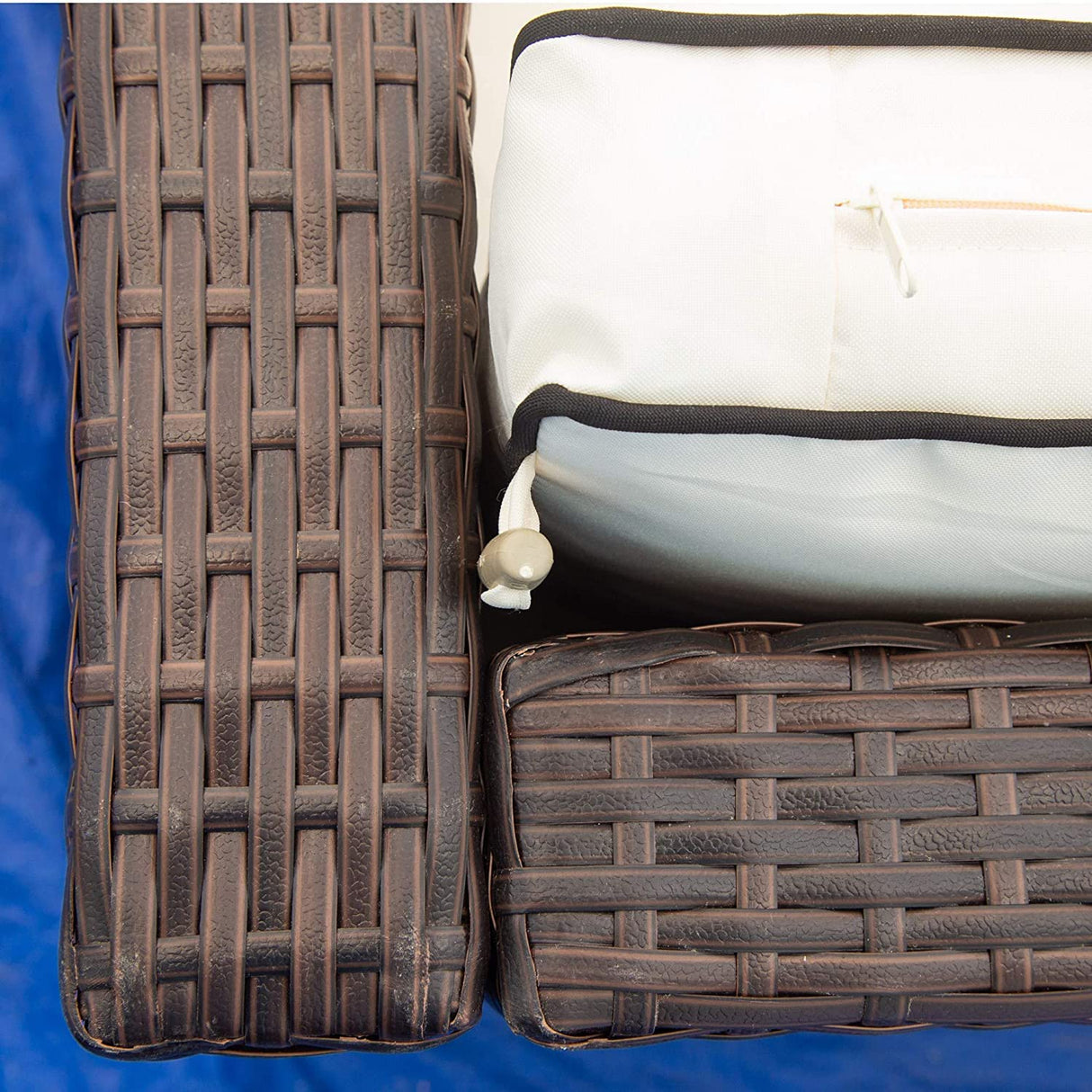 GAOPAN 3 Piece Outdoor Patio Conversation Sectional Couches Furniture Set, Rattan Wicker Garden Corner Sofas with Tempered Glass Top Coffee Table and Removable Soft Cushion, Beige+Brown GAOPAN