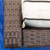 GAOPAN 3 Piece Outdoor Patio Conversation Sectional Couches Furniture Set, Rattan Wicker Garden Corner Sofas with Tempered Glass Top Coffee Table and Removable Soft Cushion, Beige+Brown GAOPAN