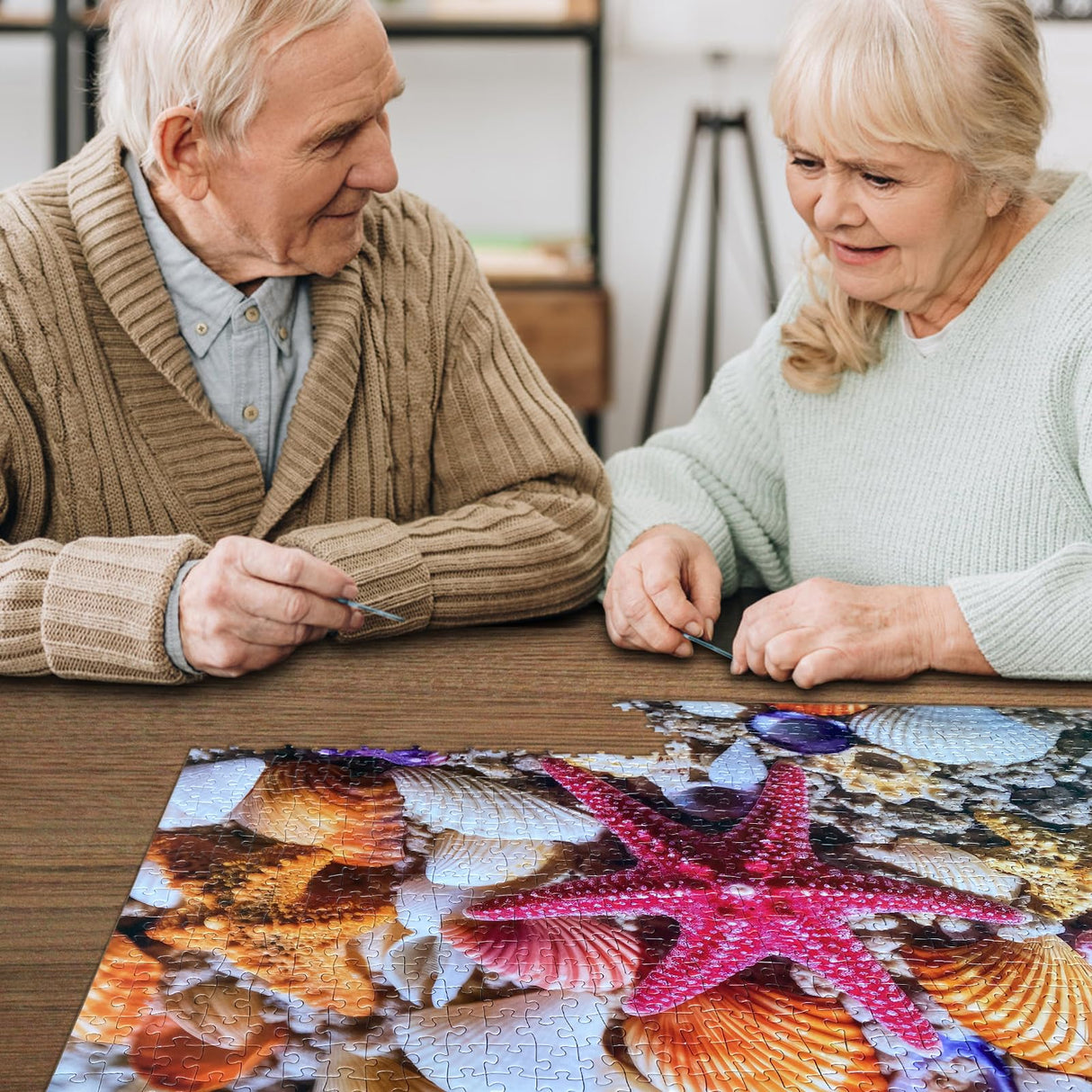 HUADADA Jigsaw Puzzles for Adults 1000 Pieces, Beach Shells Interlock Perfectly Letter on Back No Dust, Home Decor Birthday Party Toy for Men Women Elders Seniors (27.5"x19.6"), 1:1 Poster HUADADA