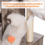 Heybly Cat Tree with Litter Box Enclosure for Indoor Big Cat, Cat Tower for Large Cats 20 lbs Heavy Duty, Modern Cat Condo Furniture with Scratching Posts, Rustic Gray HCT110SG Heybly