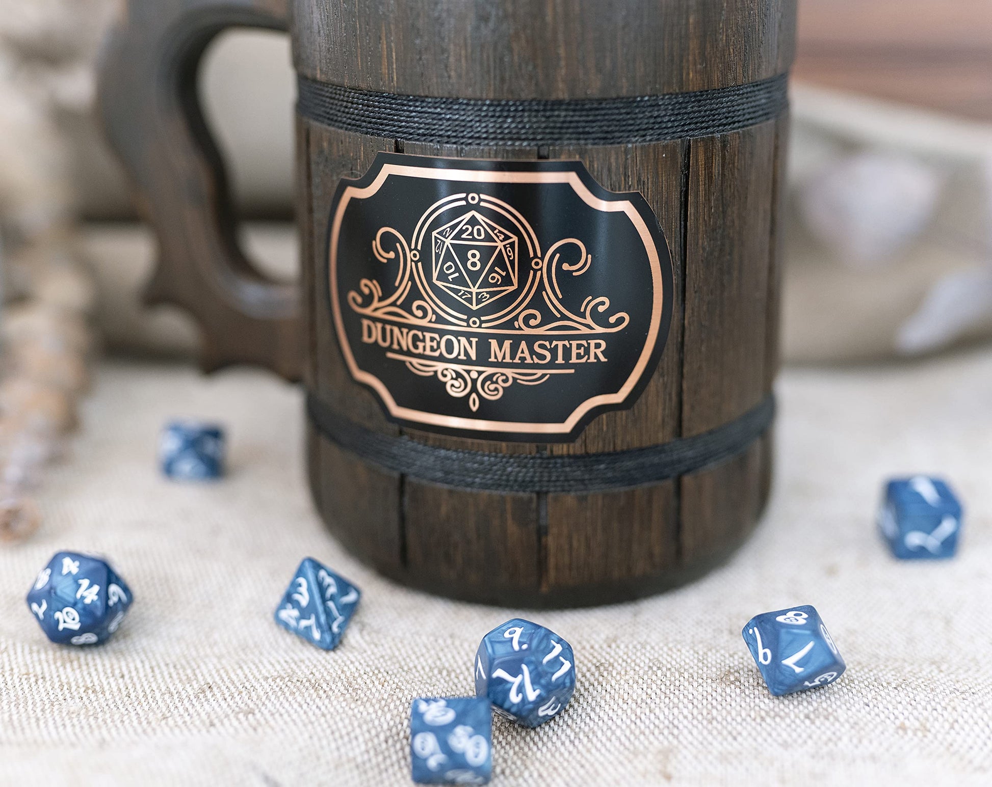 Fathers Day Gift for DM. Dungeon Master Beer Mug. Dungeon and Dragons Mug. Dungeon Master Stein. D&D Gift. Wooden Beer Stein. Best Gift. Wooden Beer Mug. Gamer Gift Beer Tankard K145 - WoodArtSupply