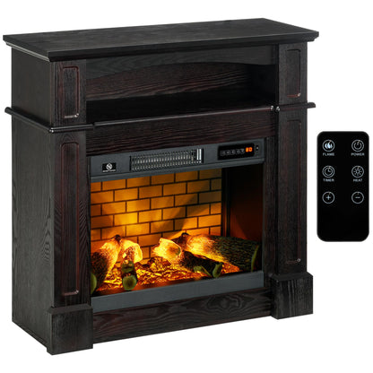 HOMCOM 31.75" W x 31" H Electric Fireplace Mantel TV Stand, Media Console Center Cabinet with a Shelf, Dark Coffee