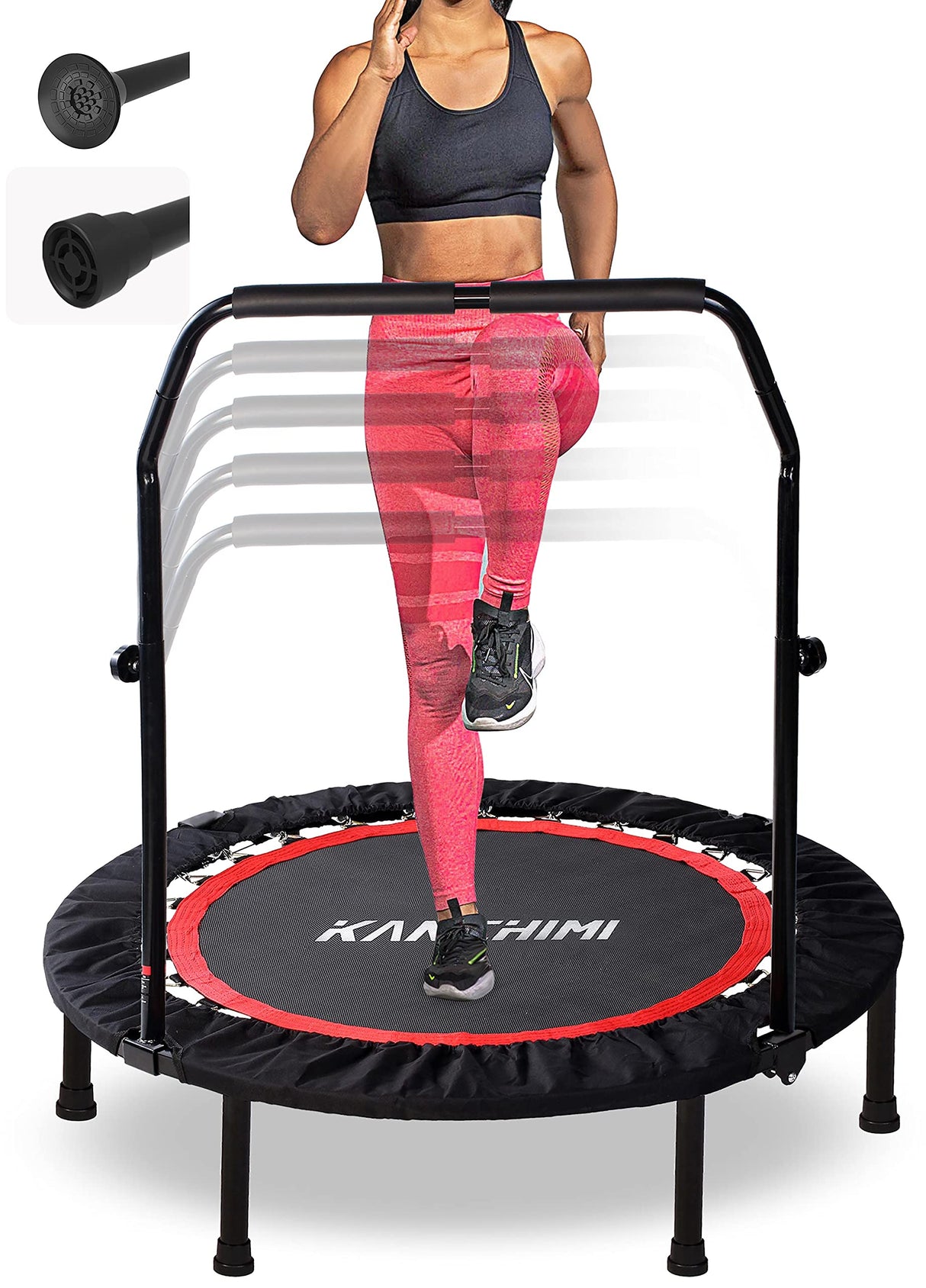 Kanchimi 40" Folding Mini Fitness Indoor Exercise Workout Rebounder Trampoline with Handle, Max Load 330lbs(Black) Kanchimi
