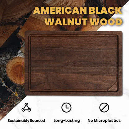 17” Walnut Cutting Board, Wooden Cutting Boards for Kitchen, Large Butcher Block Cutting Board, Large Cutting Board, Wood Cutting Boards for Kitchen with Juice Groove and Handles, Gift for Christmas