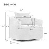 Merax Modern Cozy Chenille 360° Swivel Sofa Chair w/a Throw Pillow, 38.2" Upholstered Leisure Barrel Accent Armchair with Deep Seating for Living Room Bedroom,Office, Hotel, Easy Assemble, Green Merax