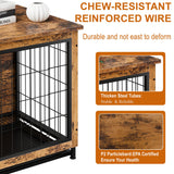 Vongrasig Dog Crate Furniture, Side End Table, Modern Wooden Kennel for Dogs Indoor, Heavy-Duty Dog Cage with Multi-Purpose Removable Tray, Double-Door Dog House, Rustic Brown Vongrasig