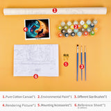 Wolf Oil Paint by Numbers Kit for Adults Yin Yang Orange Blue Animals Paint by Numbers Abstract Colorful Wolf Paint by Numbers Kits on Canvas DIY Paint by Numbers for Adults Beginner 16x20inch Rebotipy