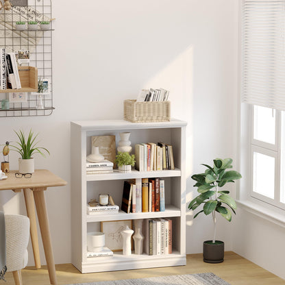 Blini 3-Shelf Tall Bookcase in White - Stylish Wooden Storage Solution for Home & Office - WoodArtSupply