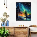 xackcme Starry Sky Paint by Numbers for Adults - Starry Night Paint by Number on Canvas Without Frame, DIY Abstract Landscape Oil Painting for Gift Home Wall Decor (16x20 inch) xackcme
