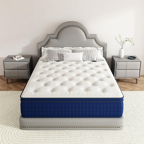 KolaDream Queen Mattress, 14 Inch Hybrid Gel Memory Foam & Pocket Springs,Medium Firm Mattresses in a Box, Relieves Back Pain, Motion Isolation, Fiberglass-Free, CertiPUR-US Certified, 365-Night Trial KolaDream