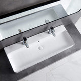 Eridanus Bathroom Sink Rectangle 43" x 16", Two Hole Vitreous Ceramic Vessel Sink, Countertop & Wall Mount, Modern Porcelain Vanity Floating Sink Art Basin Trough with Overflow, Glossy White Eridanus